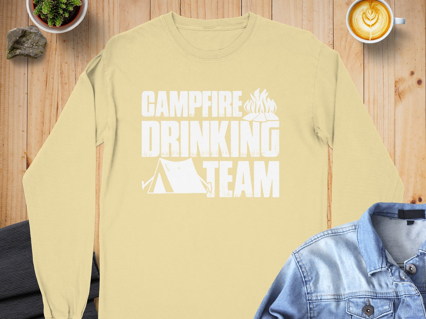 Campfire Drinking Team Graphic Design Great Gift Long Sleeve T-Shirt