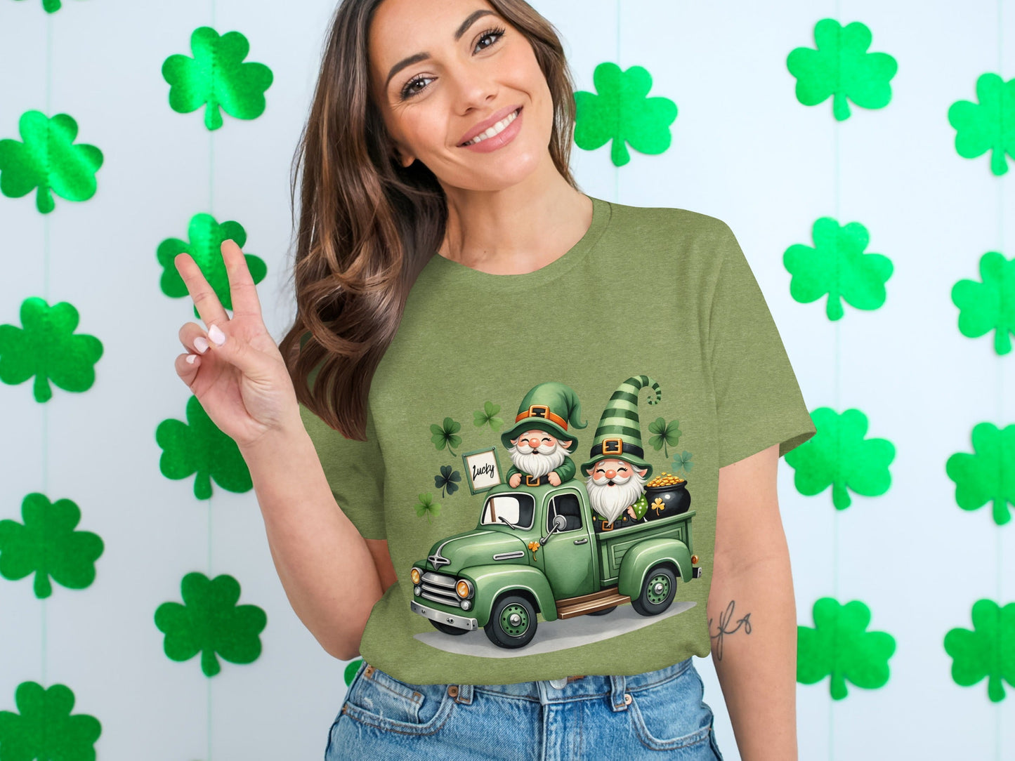 St Patricks Day T-Shirts, Lucky Gnomes, Green Truck, Four Leaf Clover, Irish, Leprechaun, Holiday, Festive, Cute