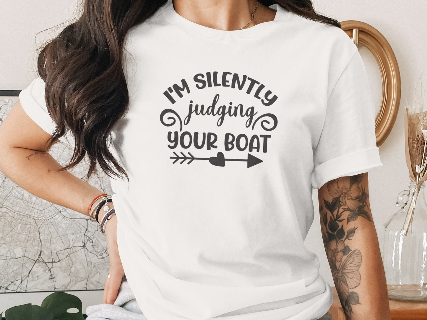 I'm Silently Judging Your Boat Arrow Design Funny T-Shirt