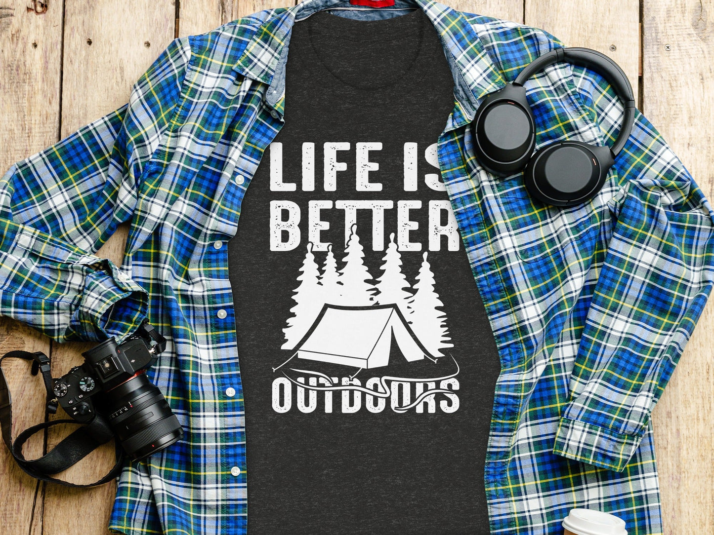 Life Is Better Outdoors Camping Tent Graphic Novelty T-Shirt
