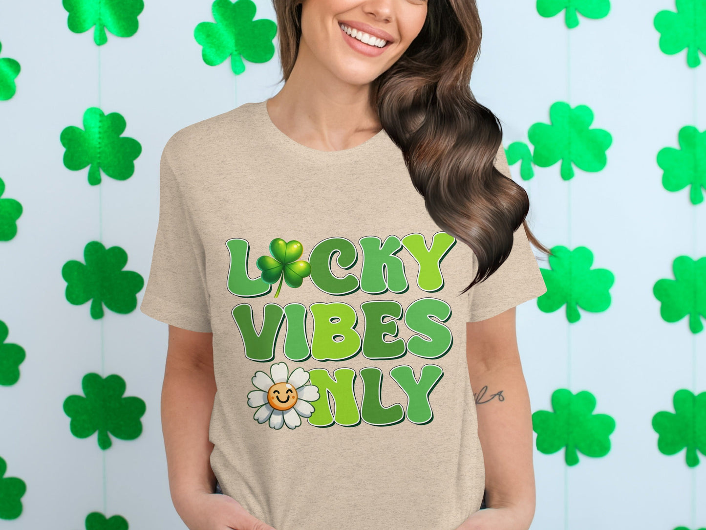 Lucky Vibes Only T-Shirts, Saint Patricks Day Shirt, Clover Shirt, Shamrock Shirt, Flower Shirt, Trendy Shirts