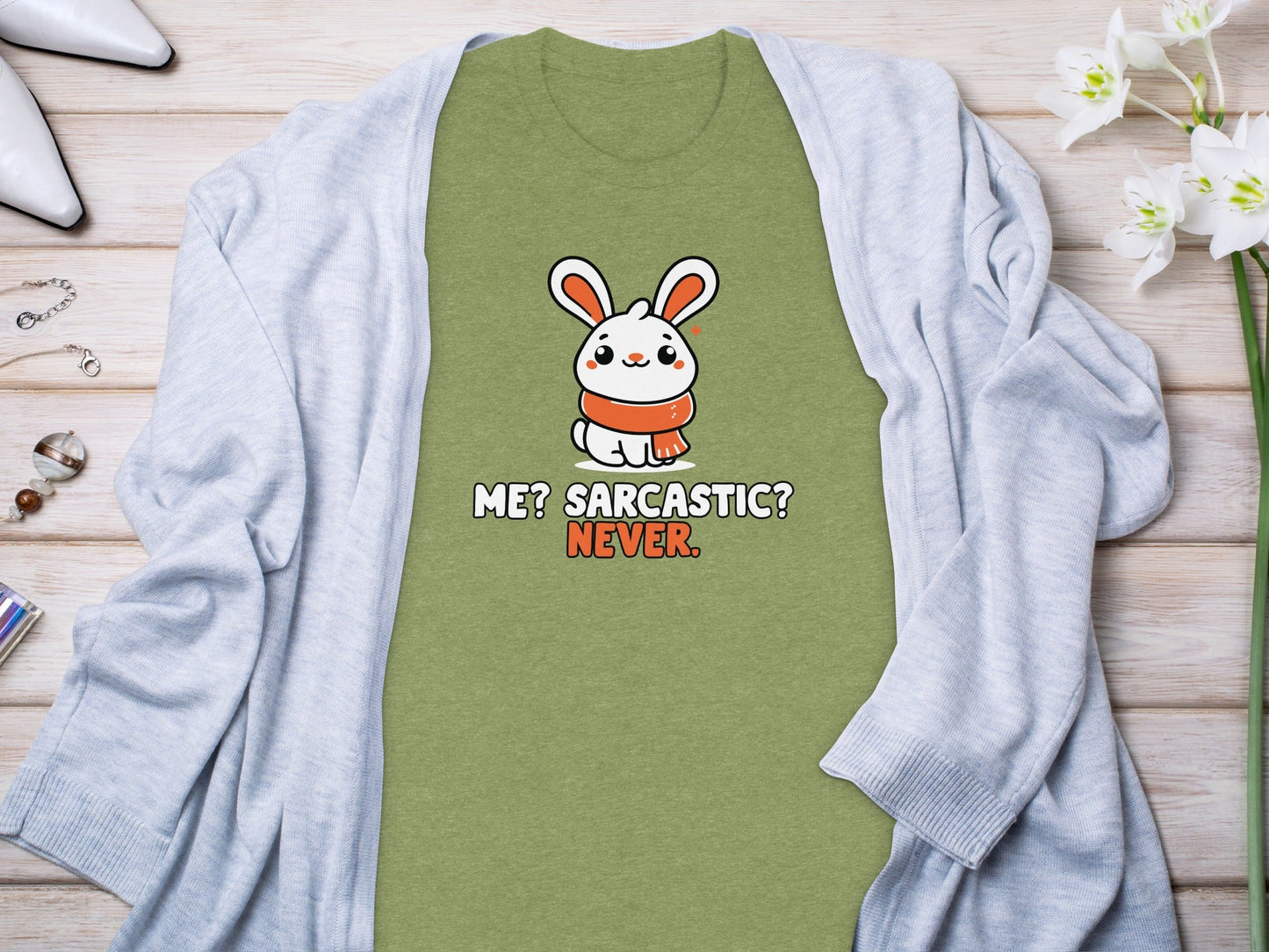 Sarcastic Bunny With Scarf Rabbit Cute Animal T-Shirt
