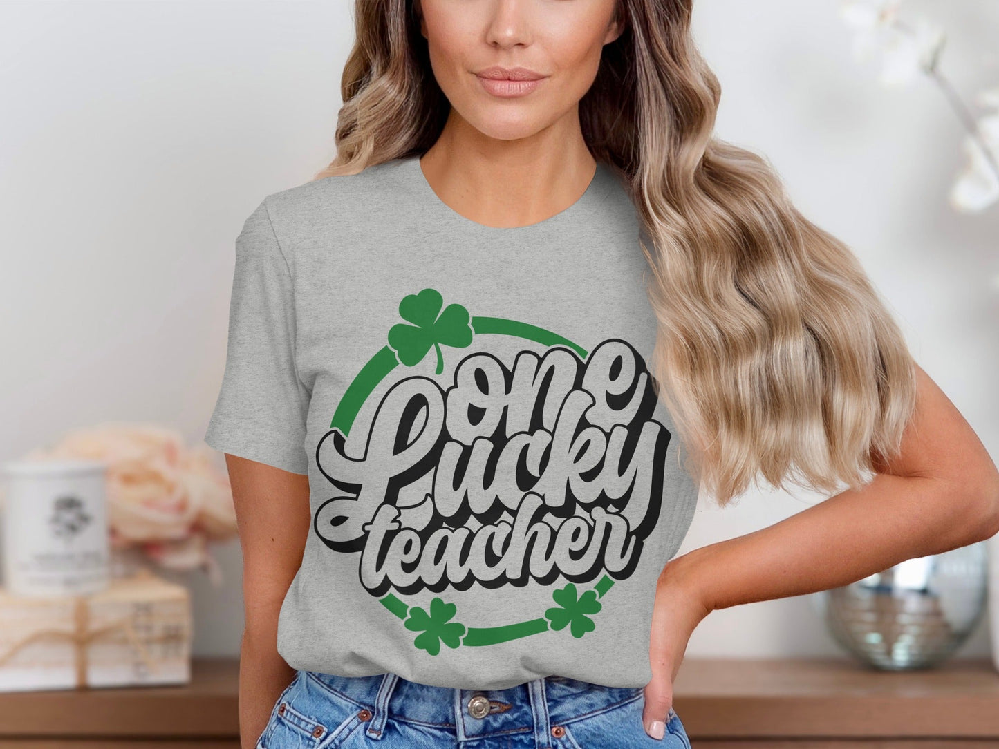 One Lucky Teacher Design With Shamrocks For Teachers T-Shirt