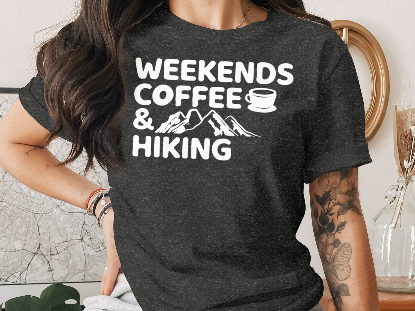 Weekends Coffee And Hiking Graphic Design Funny T-Shirt