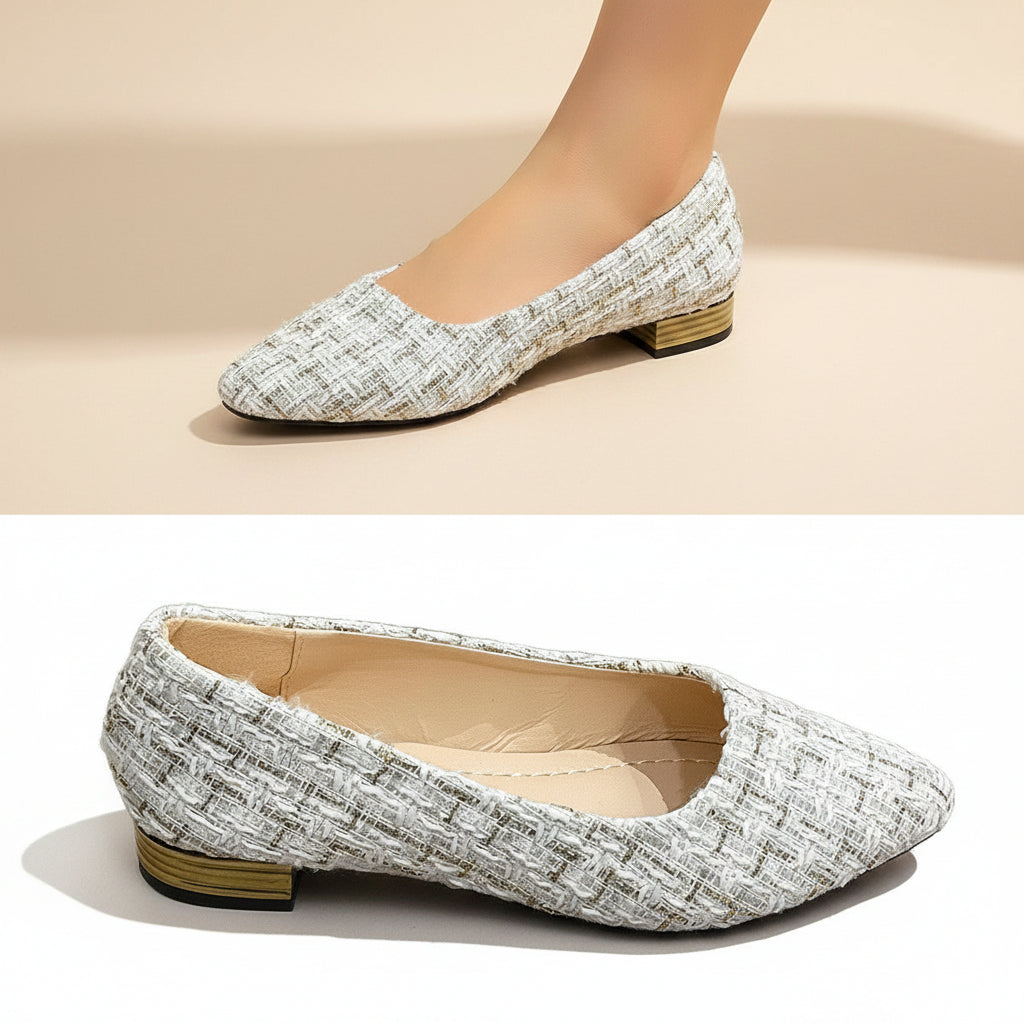 Women's Roman-Style Peep-Toe Slip-On Pumps – Chunky Low Heel Casual Flats