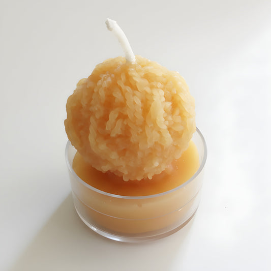 Yarn Ball Beeswax Tealight Candles