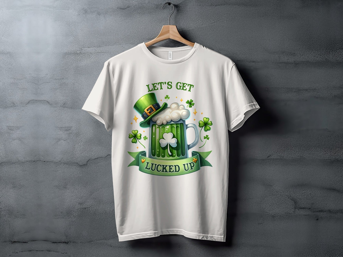 Lets Get Lucked Up T-Shirts, St Patricks Day Apparel, Irish Beer Mug, Clover Graphic Tee, Good Luck Shirts, Holiday T-Shirt, Festive Outfit