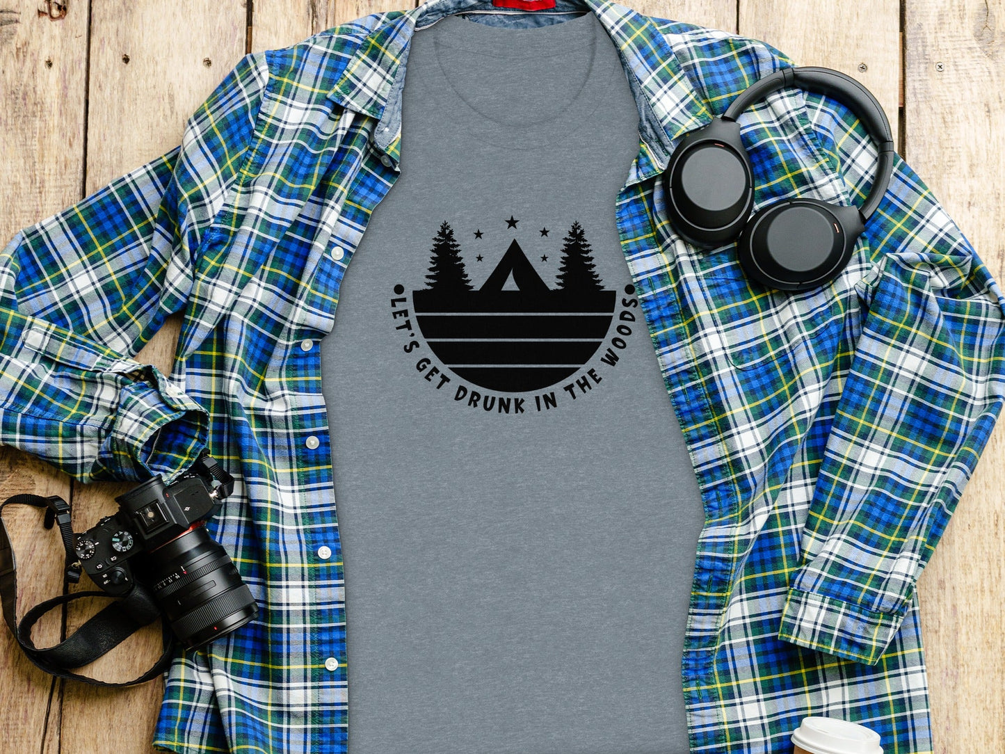 Let's Get Drunk In The Woods Camping Adventure T-Shirt