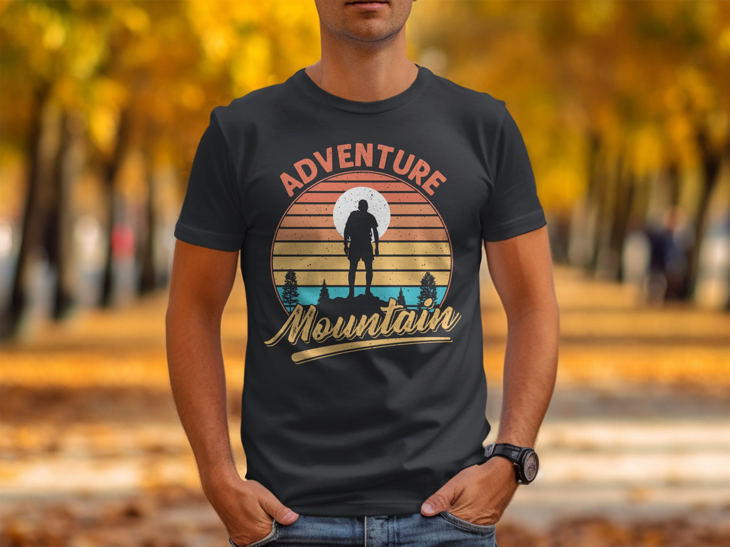 Adventure Above Mountain Sunset Graphic T-Shirt Long Sleeve T-Shirt