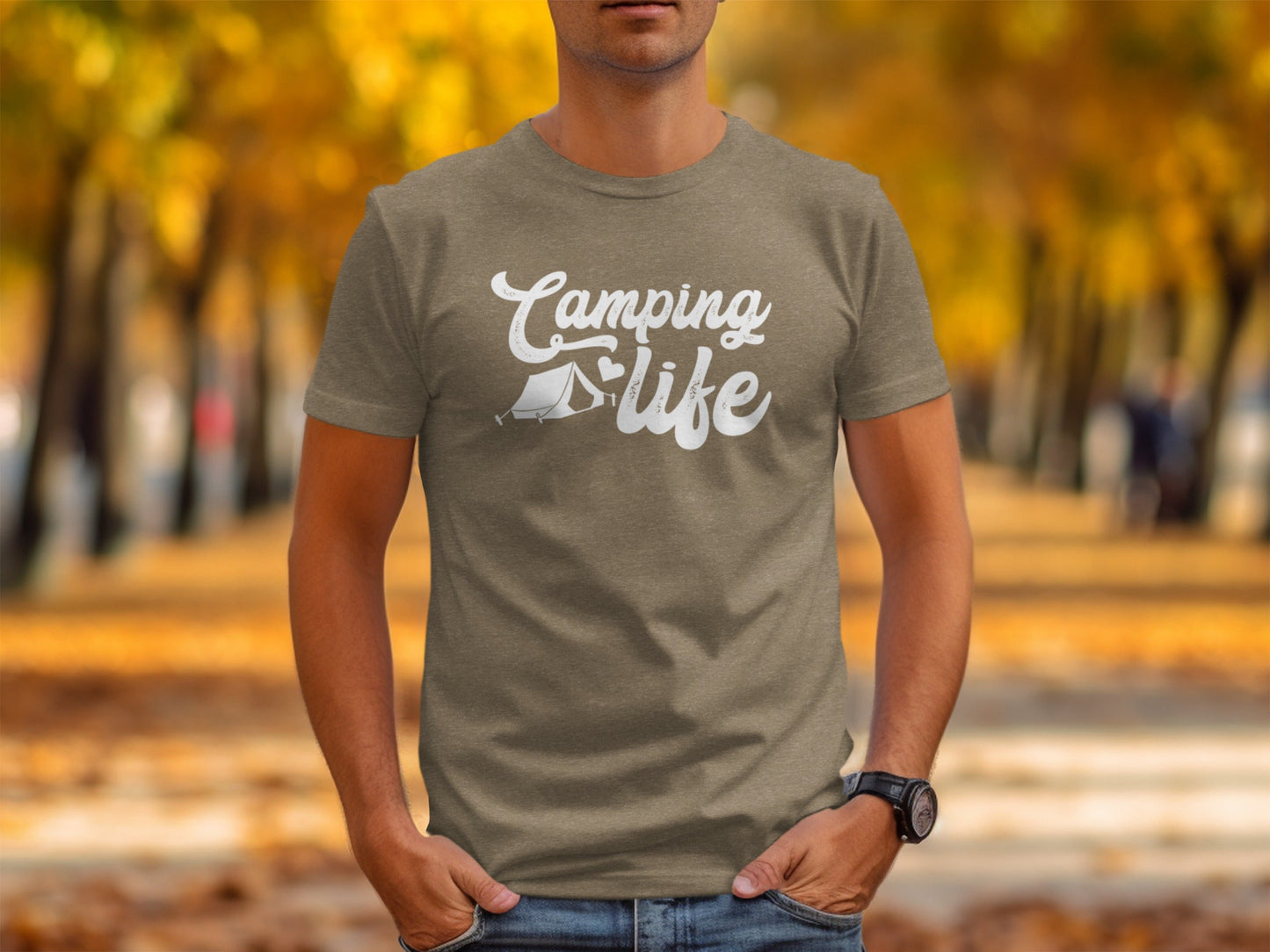 Camping Is Life With Tent And Heart Design T-Shirt