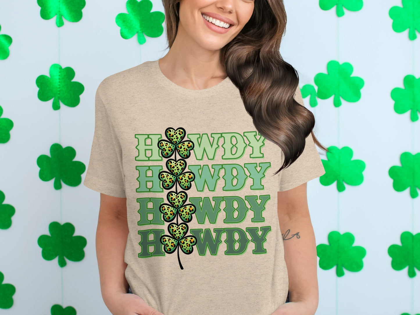 Howdy St Patricks Day T Shirts, Leopard Print Shamrock T Shirts, Funny Irish T Shirts, Lucky Clover Shirt, St Paddys Day Tees