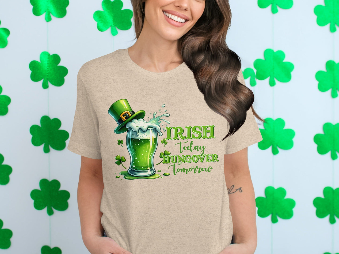 Funny Irish T-Shirts, St Patricks Day Shirts, Irish Today Hungover Tomorrow T-Shirts, Green Beer Lover T-Shirts, Lucky Shamrock Gift