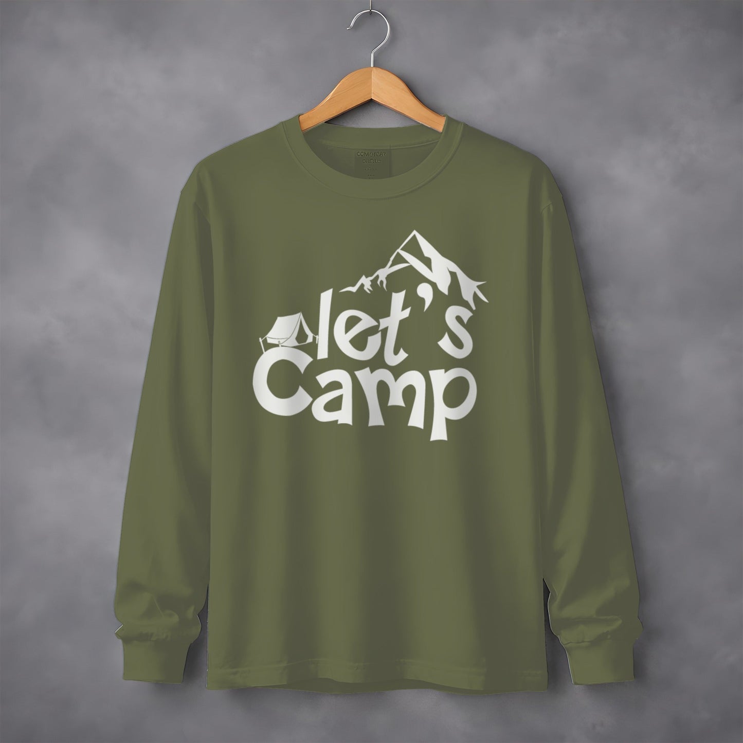 Let's Camp Tent and Mountain Design Adventure Long Sleeve T-Shirt