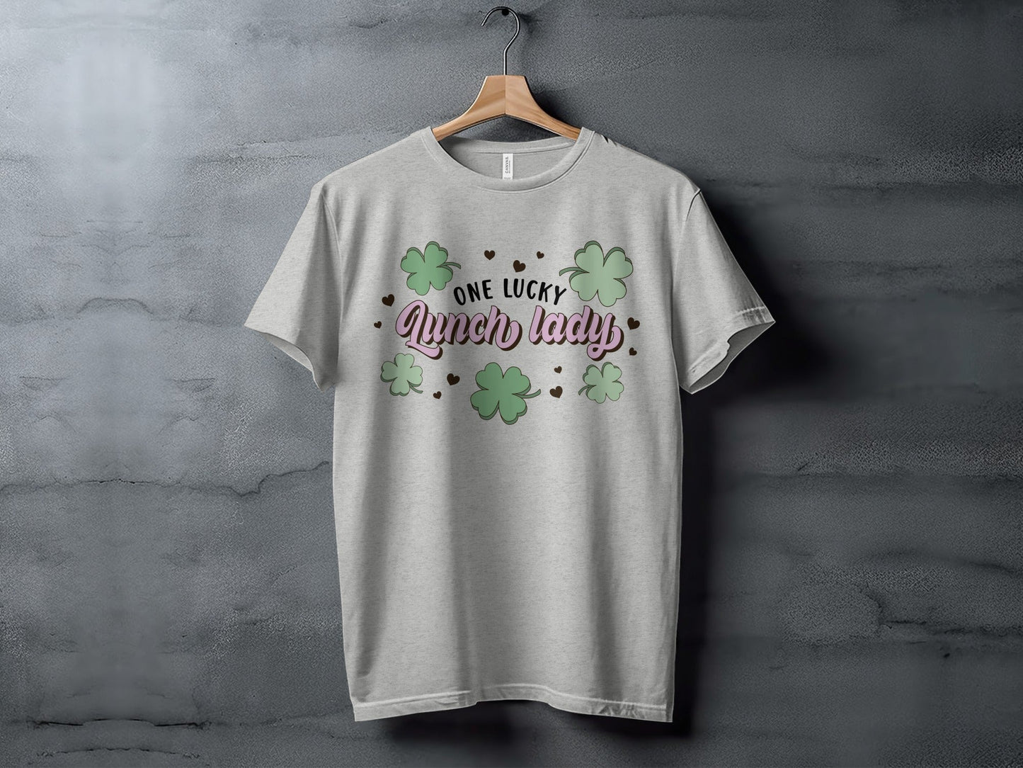 One Lucky Lunch Lady With Clovers St Patricks Day T-Shirt