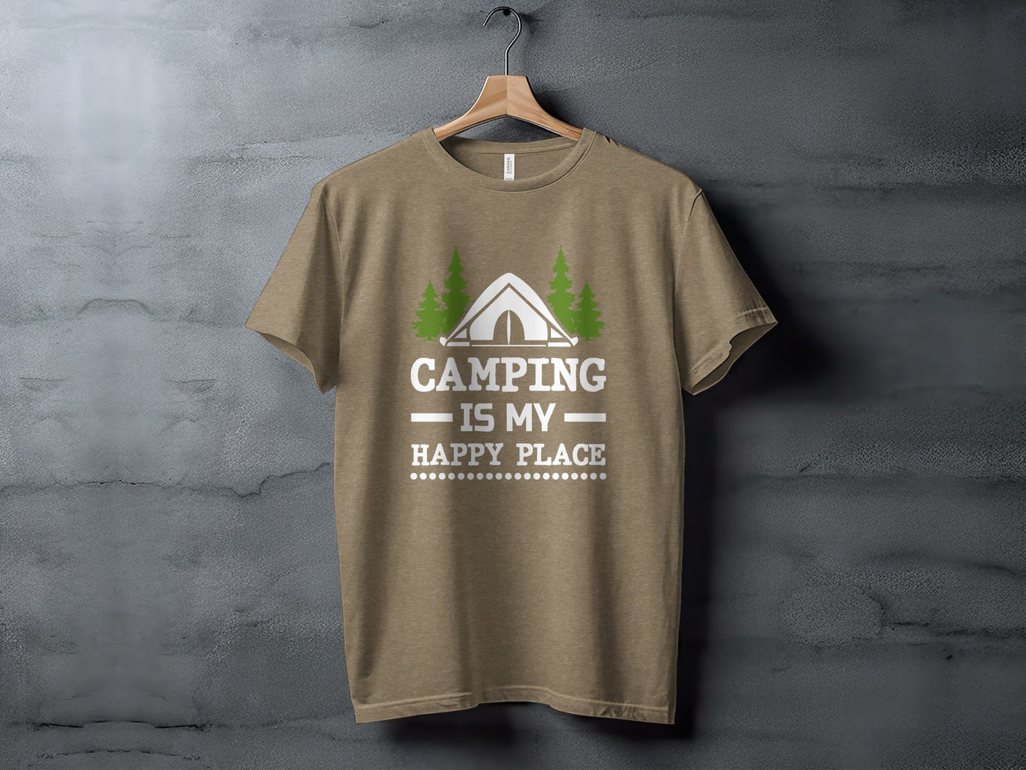 Camping Is My Happy Place Tent And Trees Graphic T-Shirt