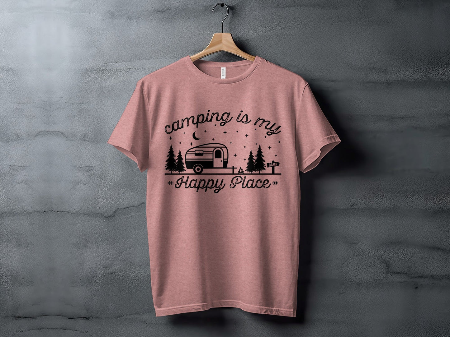 Camping Is My Happy Place Adventure Graphic T-Shirt