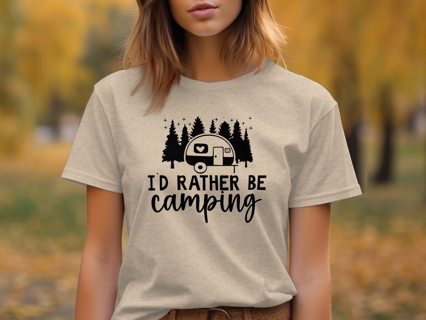 Id Rather Be Camping Nature Adventure Graphic Design T-Shirt