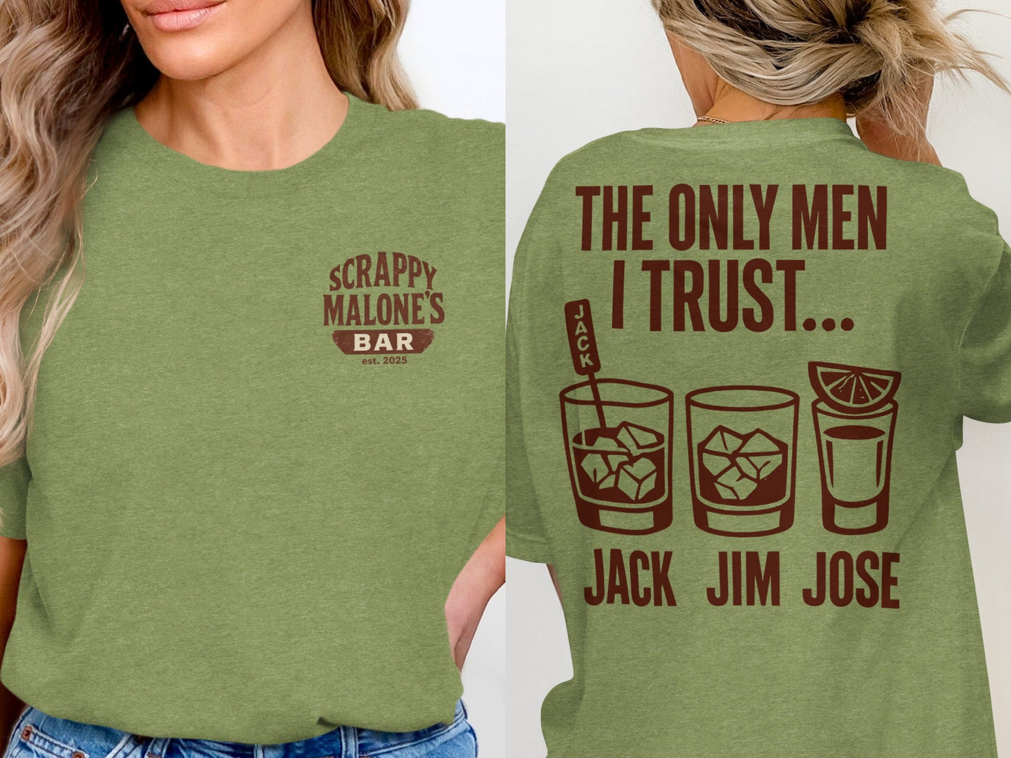 The Only Men I Trust Jack Jim Jose Funny Drinking T-Shirt