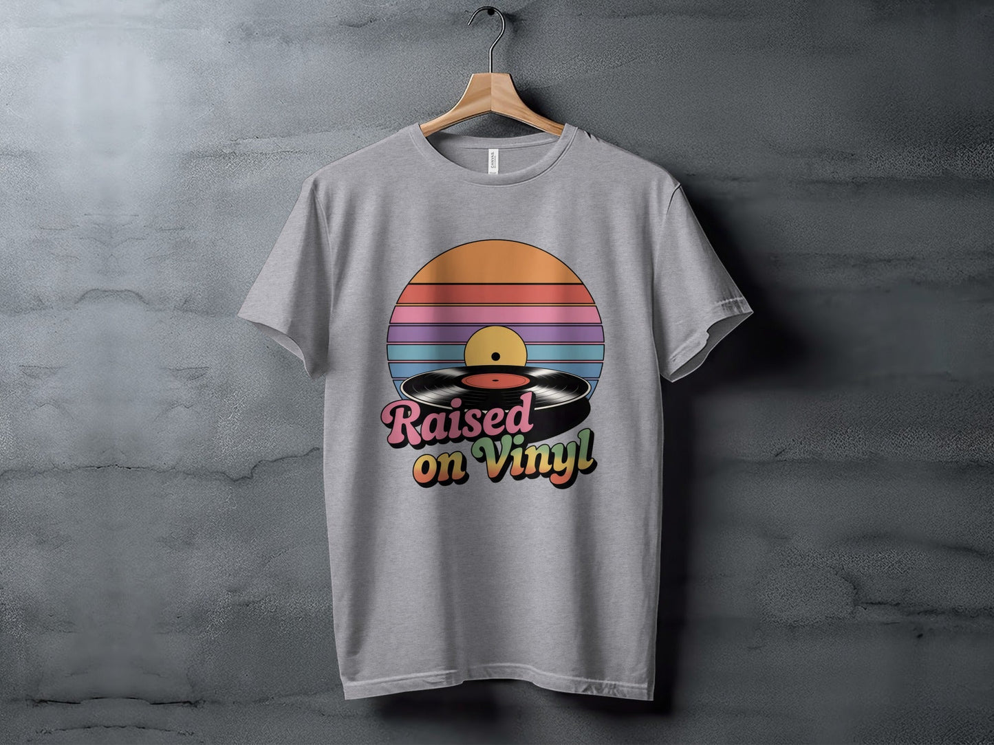 Raised On Vinyl Vintage Retro Style Design Graphic T-Shirt