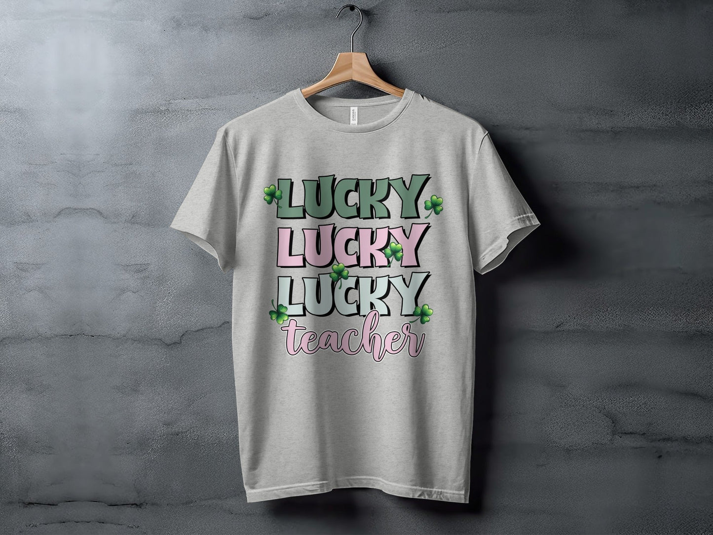 Lucky Lucky Lucky Teacher with Clovers St Patricks Day T-Shirt