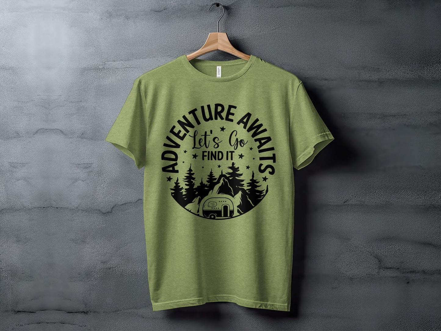 Adventure Awaits Let's Go Find It Silhouette Camper T-Shirt