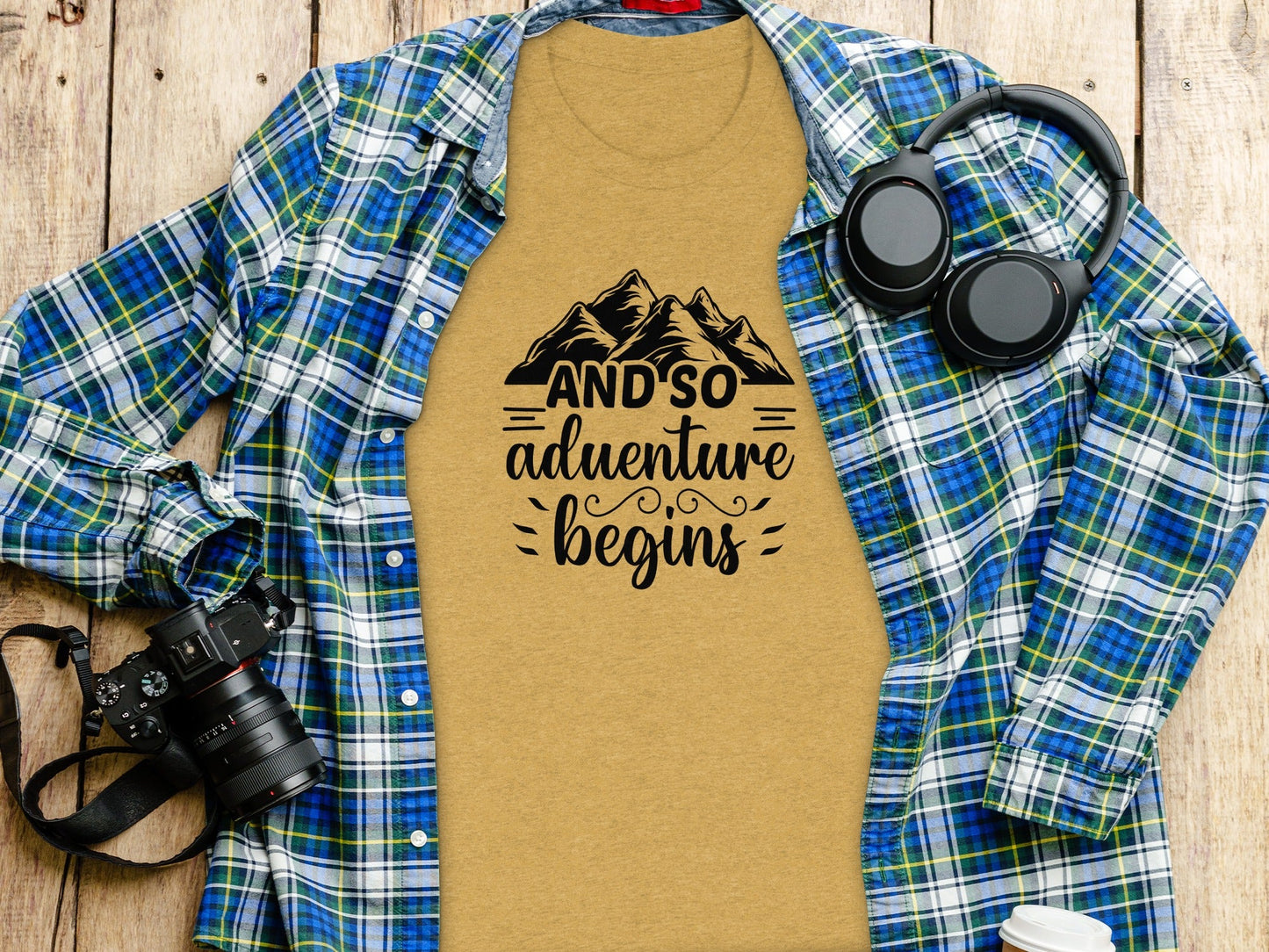 And So Adventure Begins Mountain Theme Graphic T-Shirt