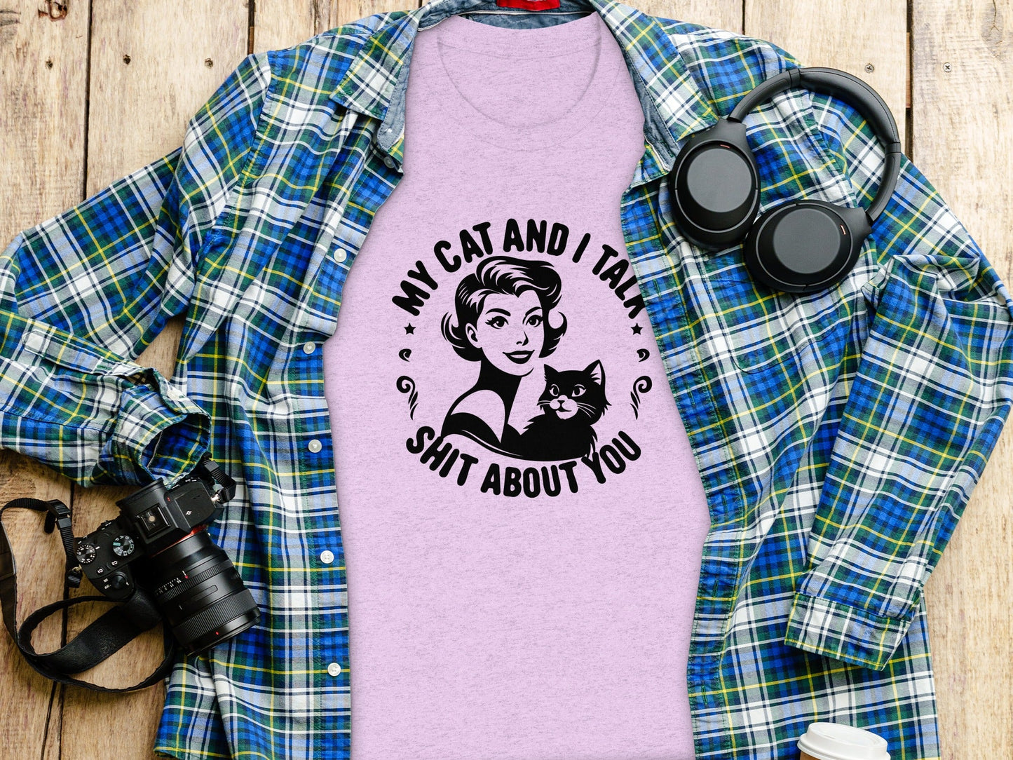 My Cat and I Talk Shit About You Funny Graphic T-Shirt