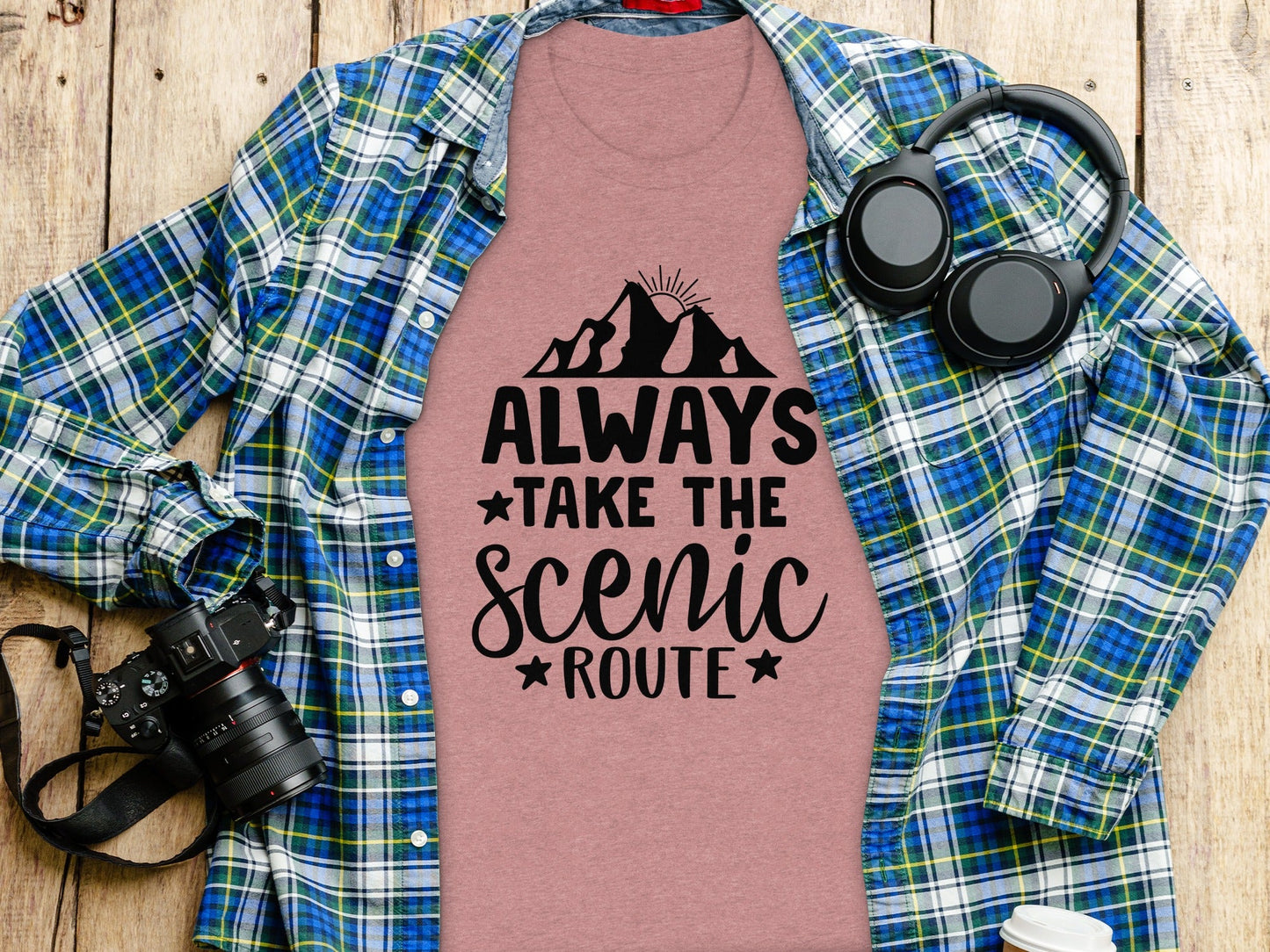 Always Take The Scenic Route With Mountains T-Shirt