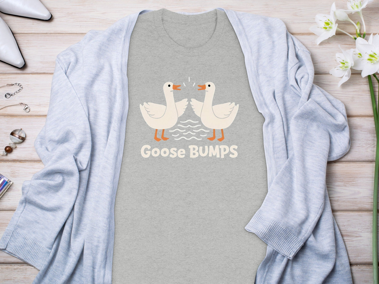 Goose BUMPS Funny Animal Cartoon Design Graphic T-Shirt