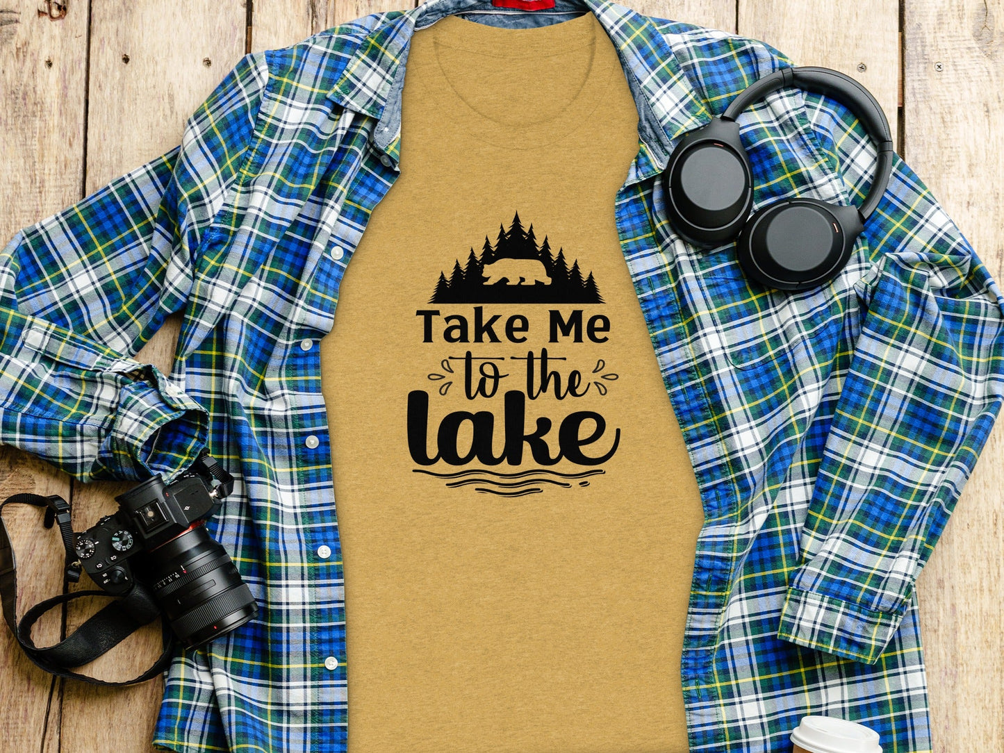 Take Me To the Lake Bear and Trees Design T-Shirt