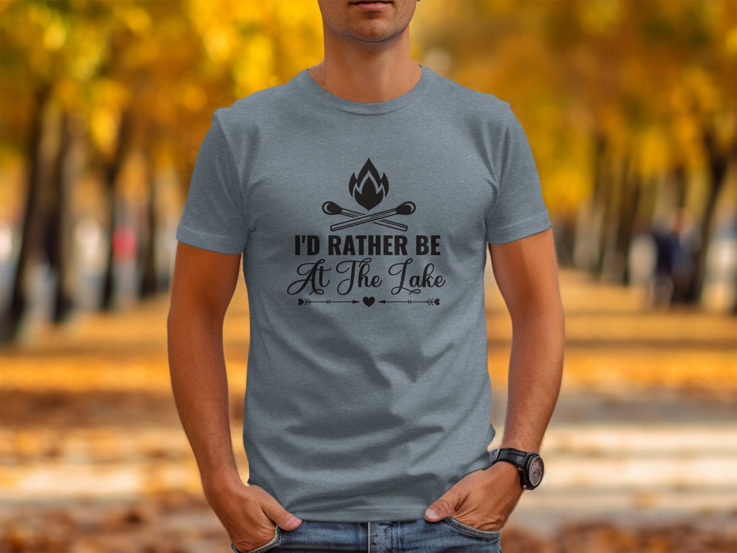 I'd Rather Be At The Lake With Matchsticks Design T-Shirt