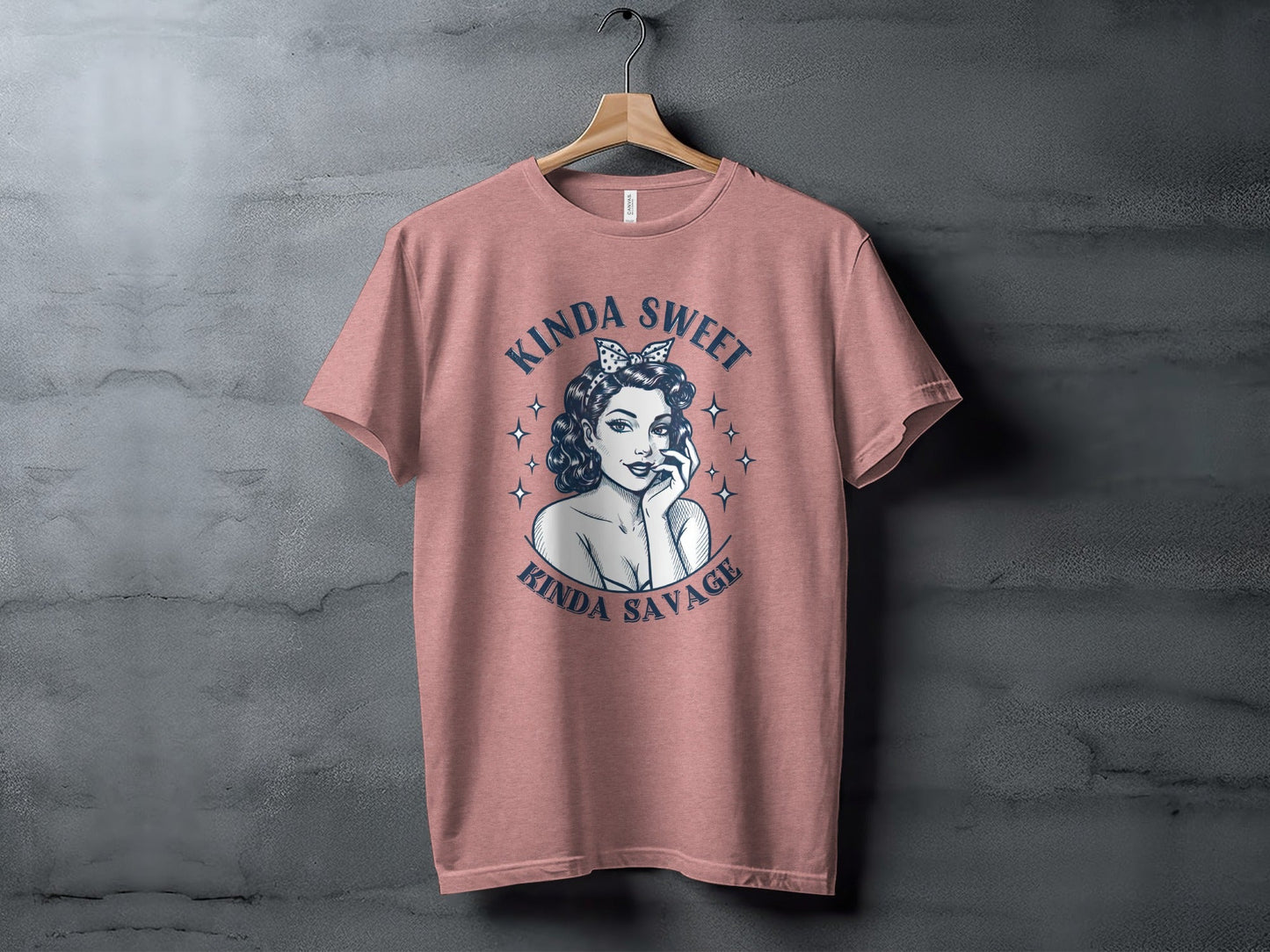Kinda Sweet Kinda Savage Pinup Girl Stylish Design T-Shirt