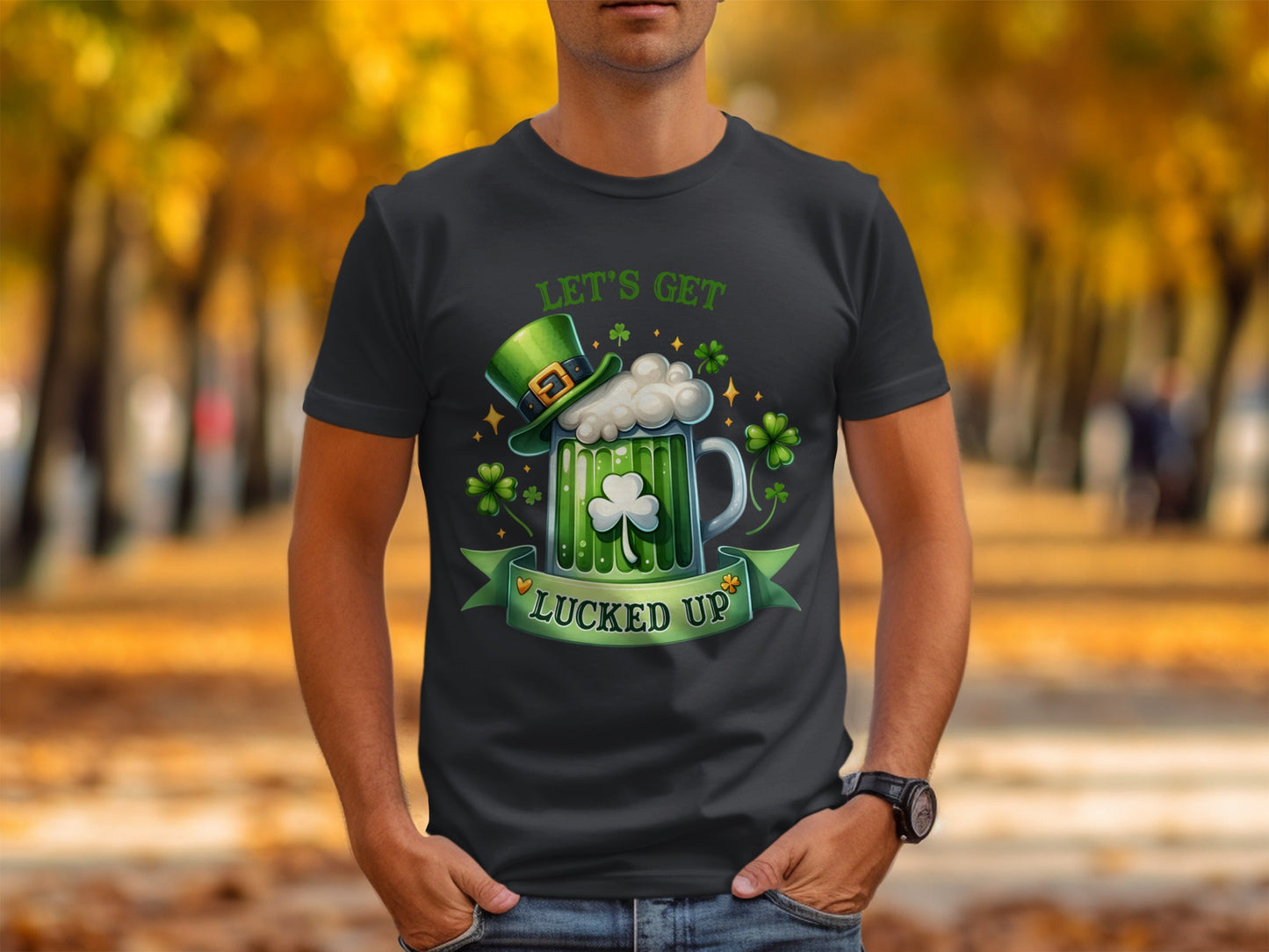 Lets Get Lucked Up T-Shirts, St Patricks Day Apparel, Irish Beer Mug, Clover Graphic Tee, Good Luck Shirts, Holiday T-Shirt, Festive Outfit