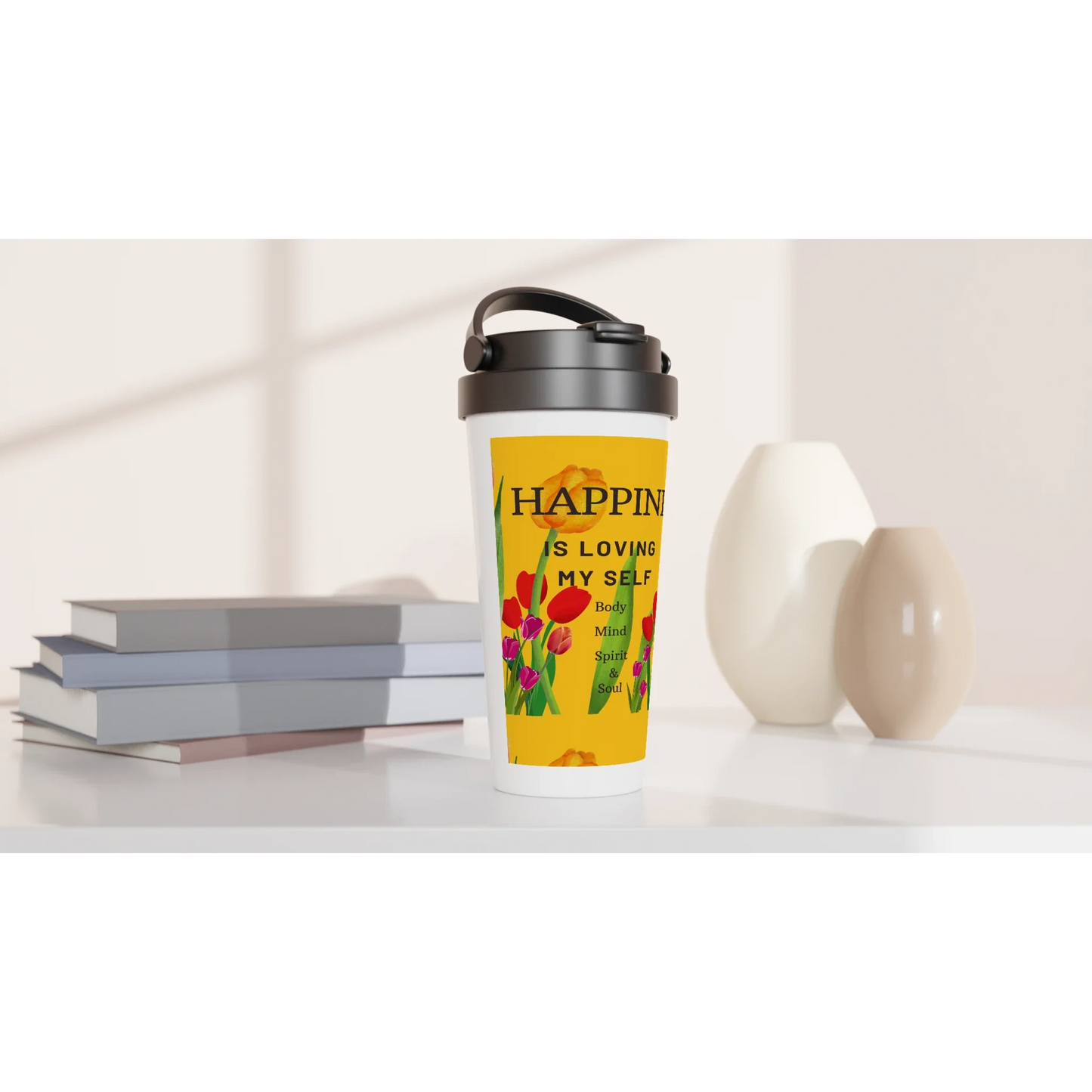 White 15oz Stainless Steel Travel Mug