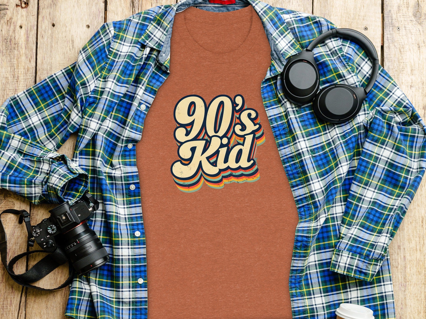 Retro 90s Kid Layered Text Design Trendy Cool Style T-Shirt