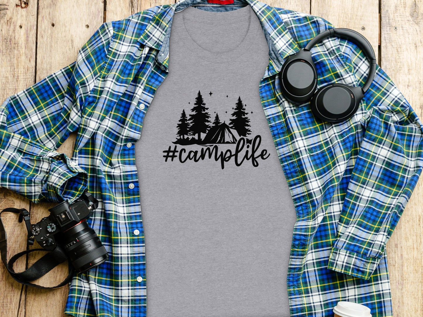 Hashtag Camplife Text Design With Camping Tent T-Shirt