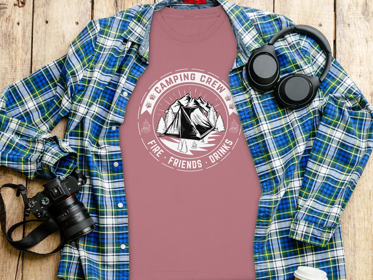 Camping Crew Fire Friends Drinks Design Long Sleeve T-Shirt