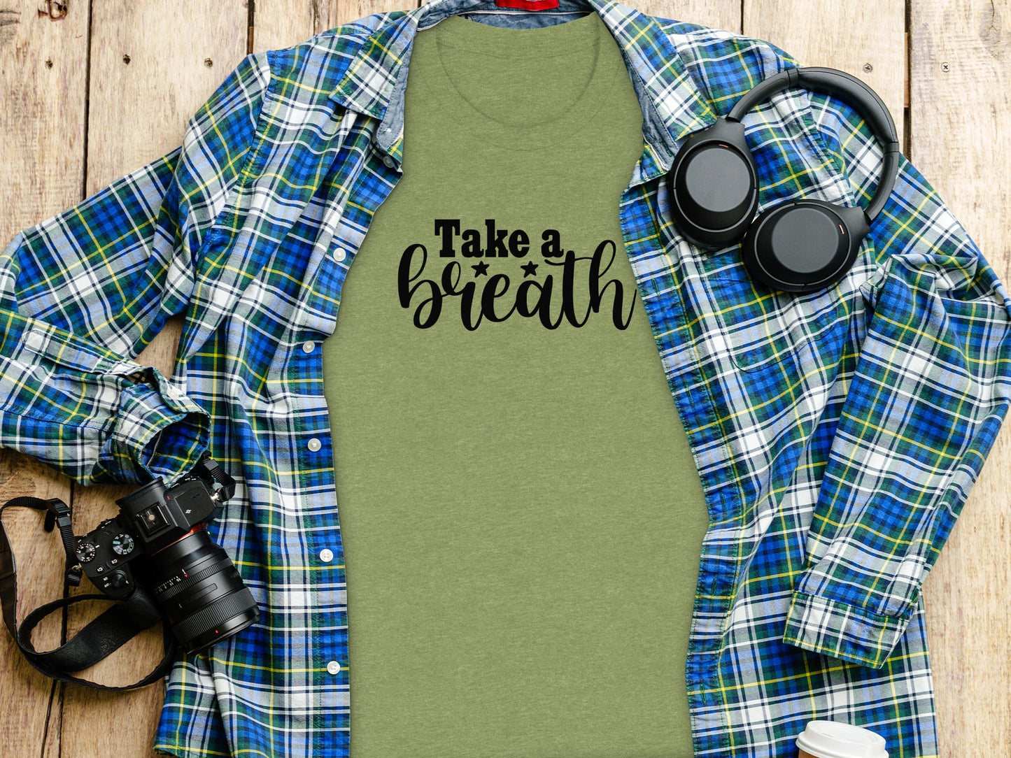 Take a Breath Graphic Two Stars Design Inspiration T-Shirt
