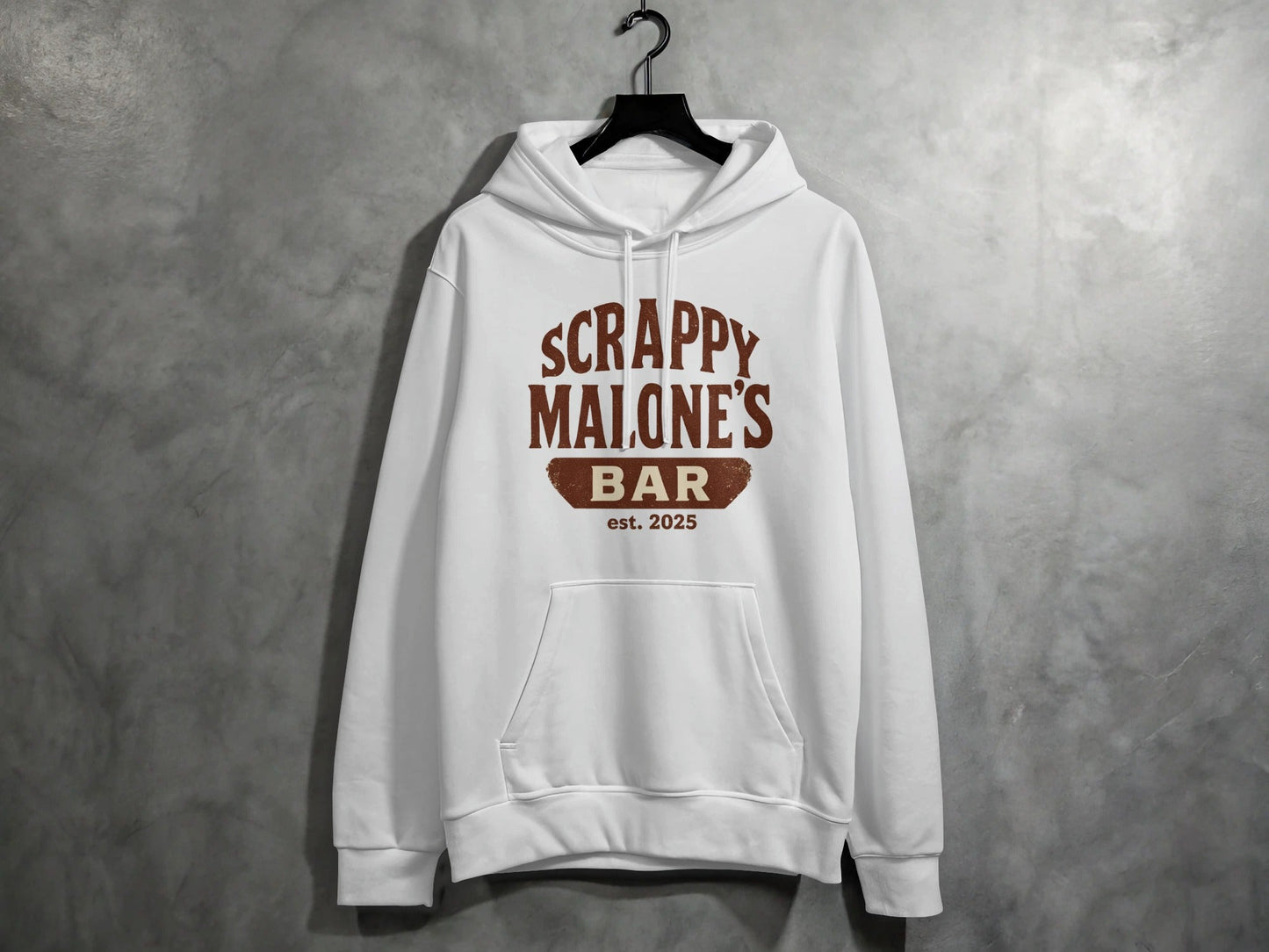 Scrappy Malone's Bar Est 2025 Vintage Style Hoodie - Retro Tavern Design