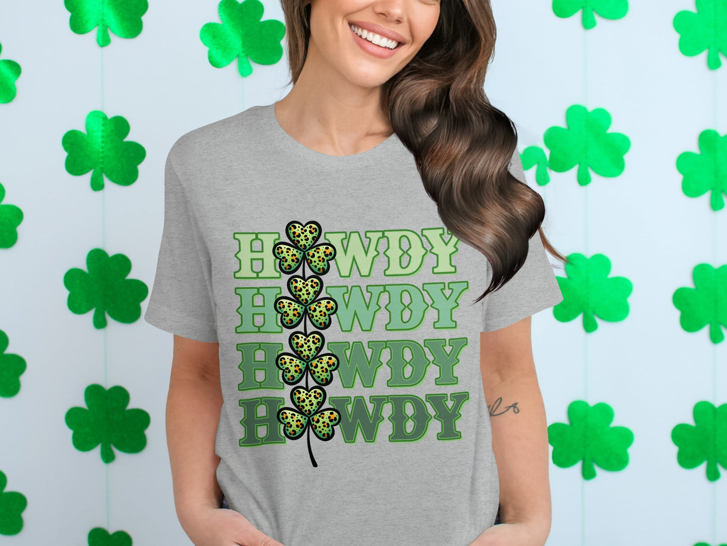 Howdy St Patricks Day T Shirts, Leopard Print Shamrock T Shirts, Funny Irish T Shirts, Lucky Clover Shirt, St Paddys Day Tees