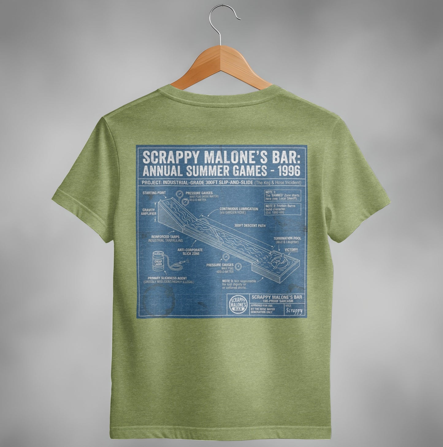 Scrappy Malone's 96 Summer Games Blueprint Tee - Retro Graphic