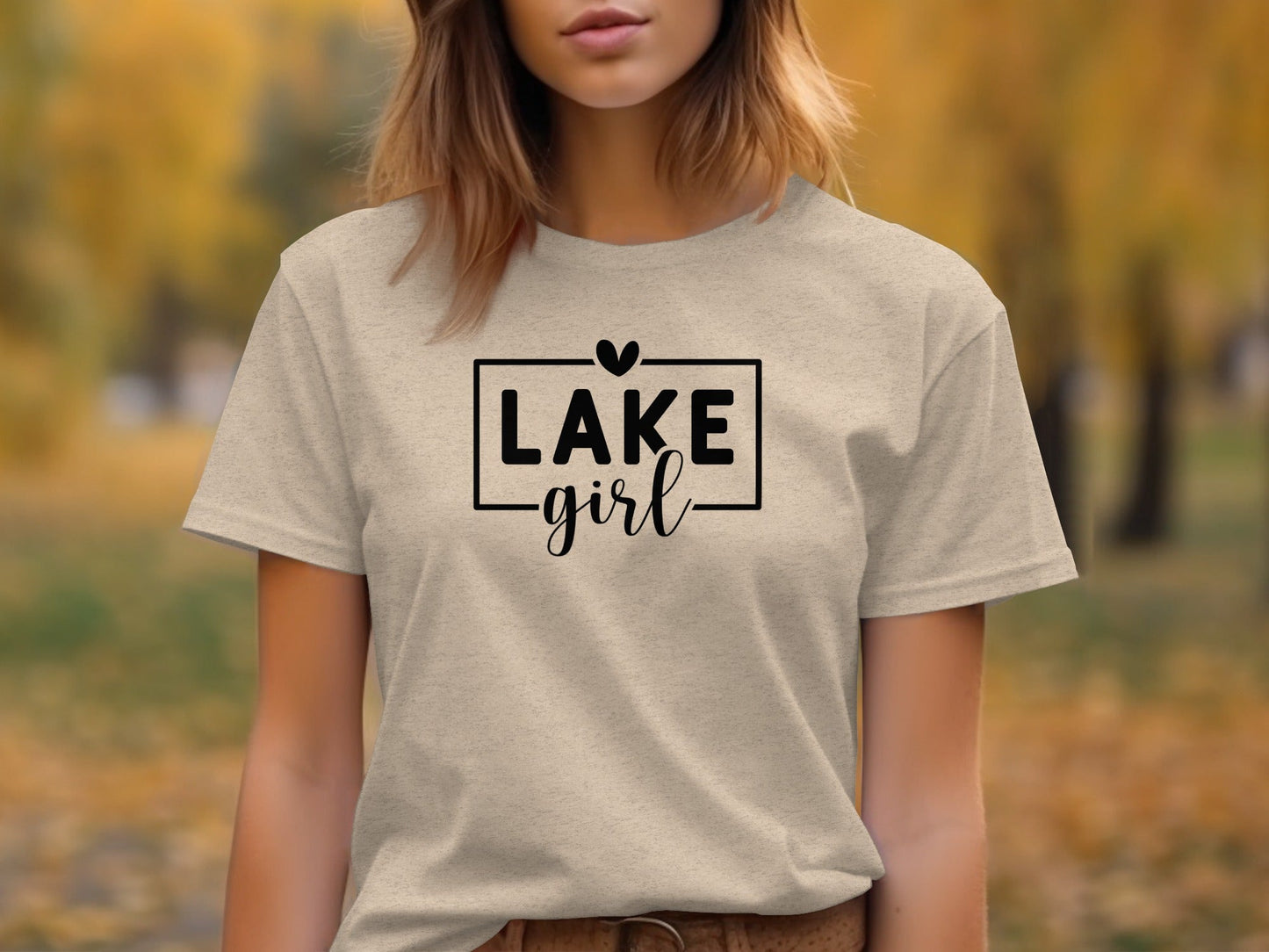 Lake Girl Simple Vector Design Heart Above Graphic T-Shirt