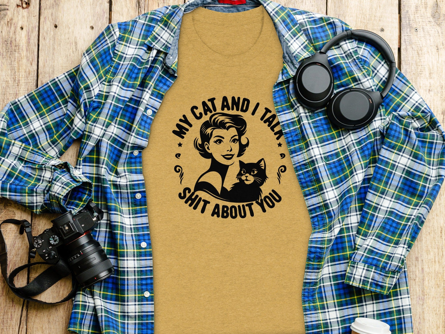 My Cat and I Talk Shit About You Funny Graphic T-Shirt