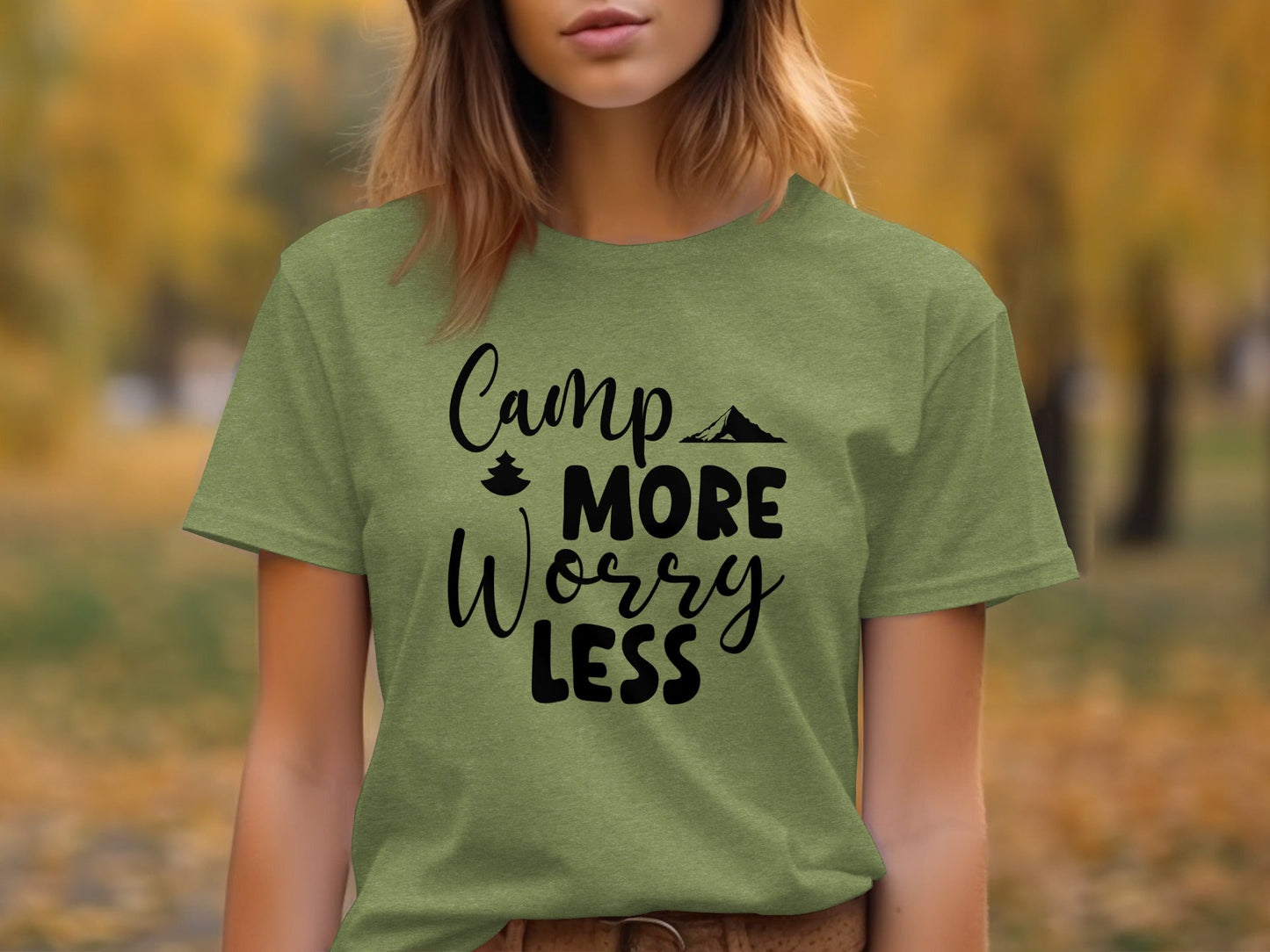 Camp More Worry Less Outdoor Adventure Graphic T-Shirt