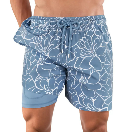 Men’s Premium Compression-Lined Hybrid Shorts – Early Bloom