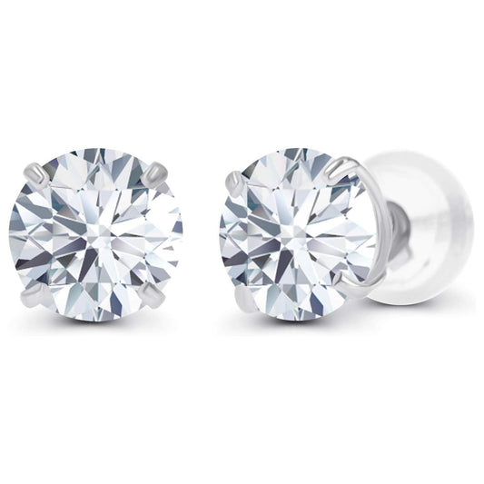 1.00 CTW Round Lab-Grown Diamond Stud Earrings in 14K White or Yellow Gold | G/VS-Clarity