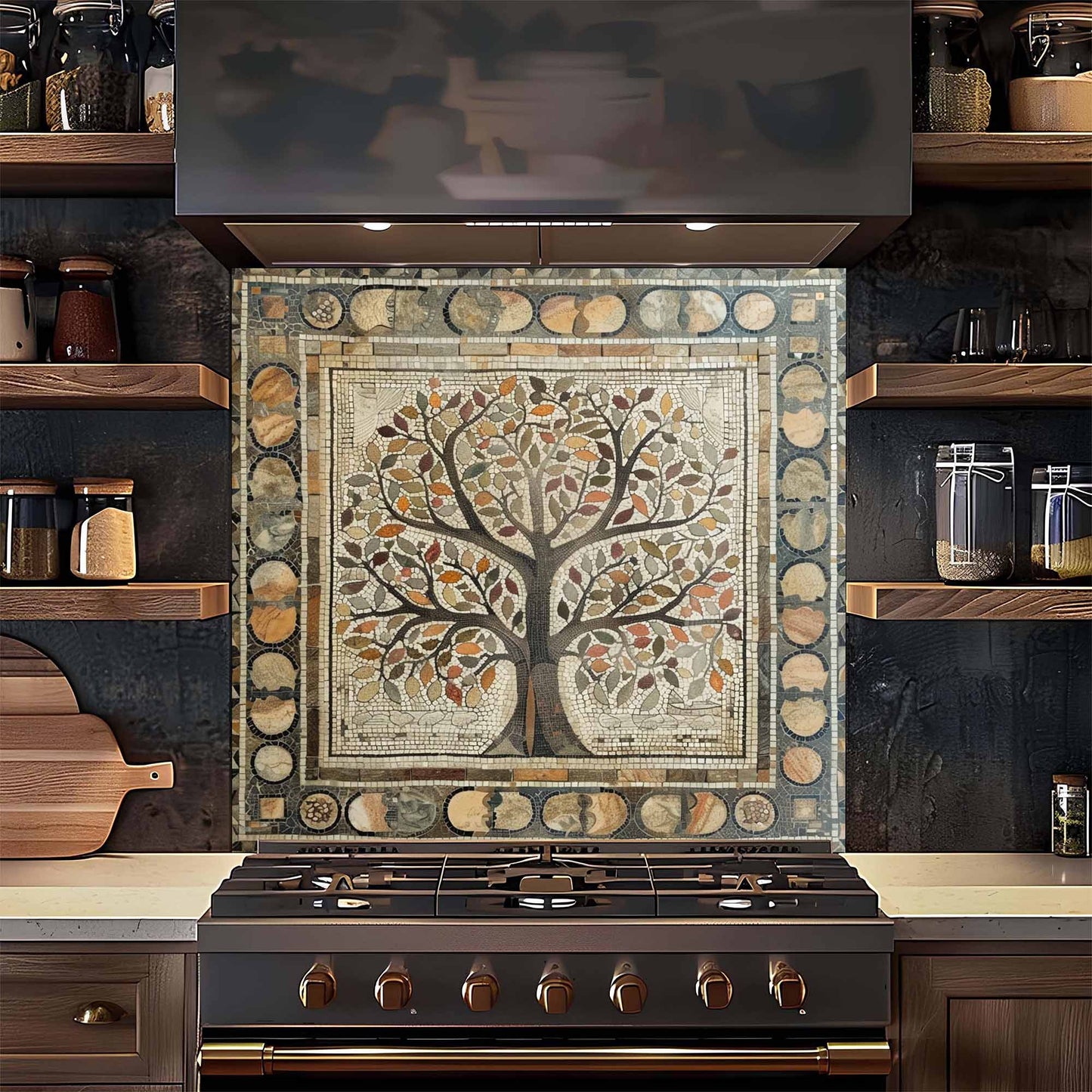 Stone Roots Tempered Glass Backsplash –  Tree of Life Kitchen Backsplash