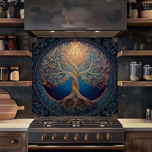 Celestial Tree of Life Kitchen Backsplash - Tempered Glass Backsplash