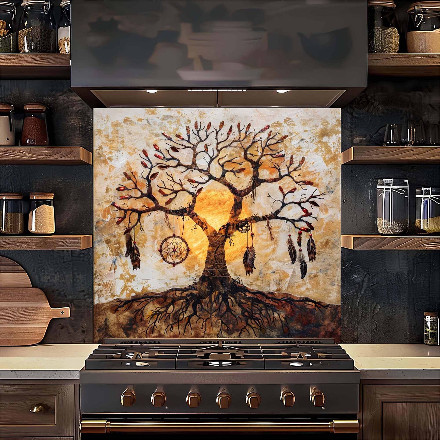 Soulcatcher Tempered Glass Backsplash – Tree of Life Kitchen Backsplash