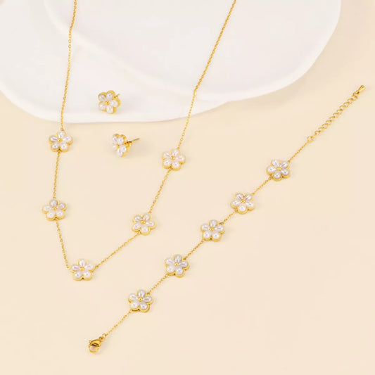 18K Gold-Plated Flower Jewelry Set
